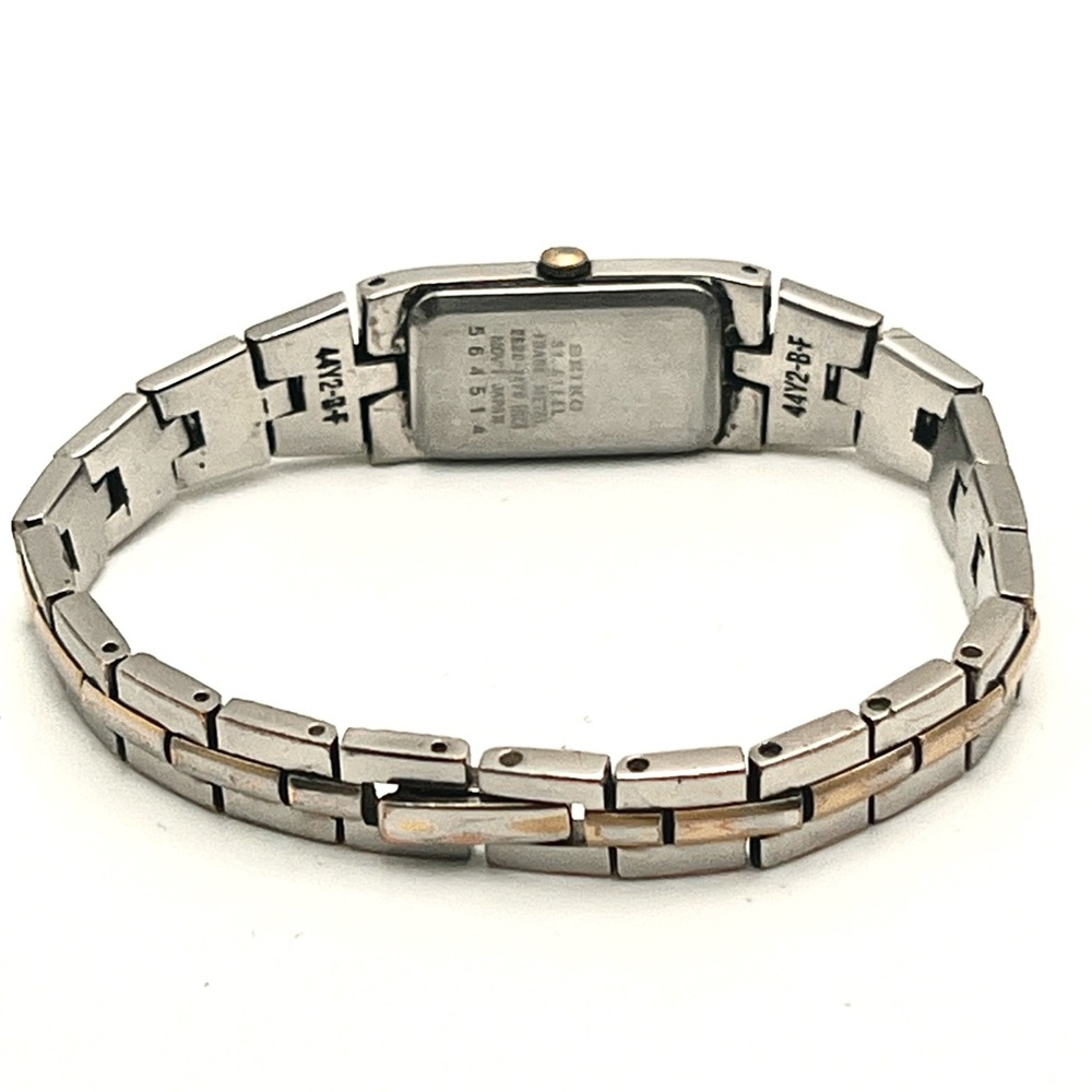 Vintage Seiko Two-Tone Skinny Rectangular Womens Watch New Battery - Picture 3 of 12